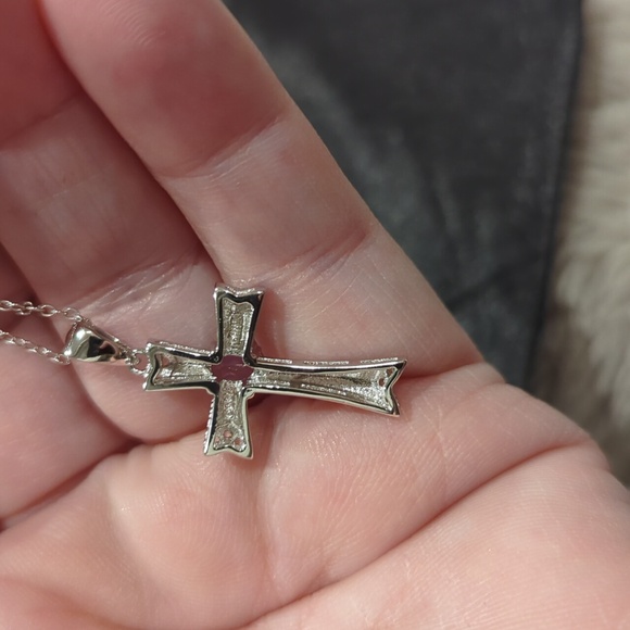 New Sigal Sterling silver Gem Cross pendant with an amethyst and silver necklace - Picture 3 of 3